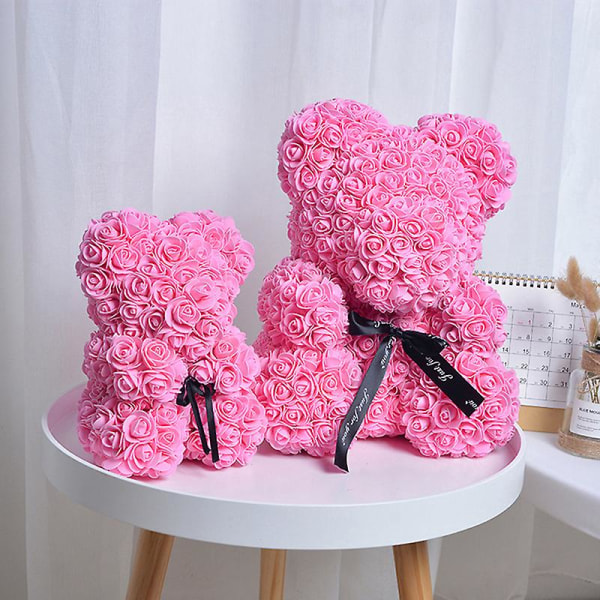 2022 40 cm teddybjørn rosenhjerte bamse kunstig blomst Valentinsdagsgave Grey With Heart