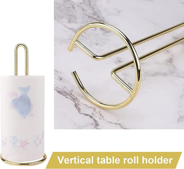 Papirhåndkleholder, frittstående vertikal papirhåndkleholder i rustfritt stål (gull)