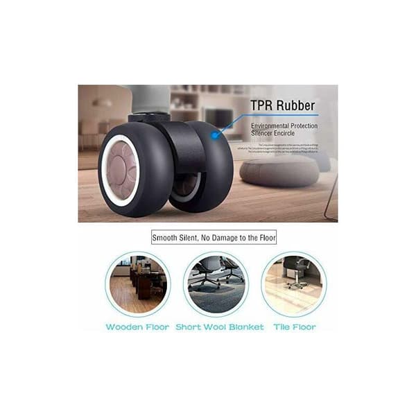 5-pack kontorsstolsrullar med TPR-hjul Dubbelhjul Universal