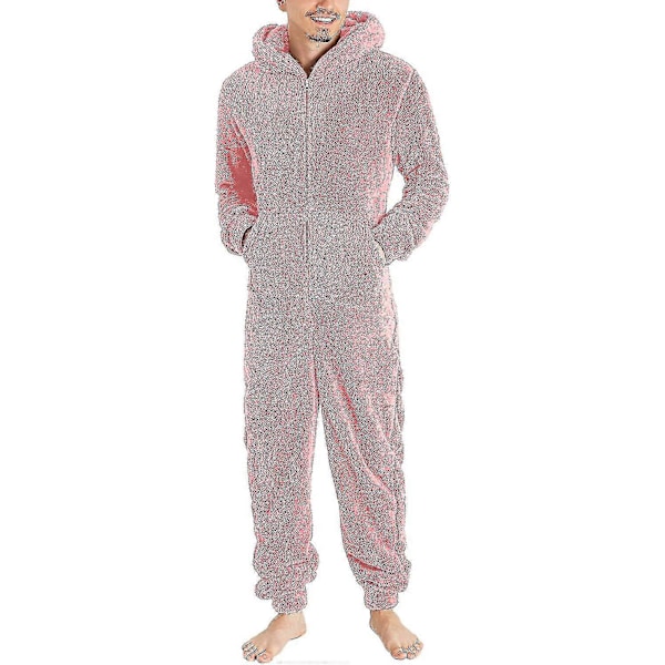 Herre Onesie Flanell Pyjamas Fuzzy Fleece Flanell Onesies Sleepwear Lett Plus Størrelse Varm Vinter Jumpsuit Pjs11 Grey M