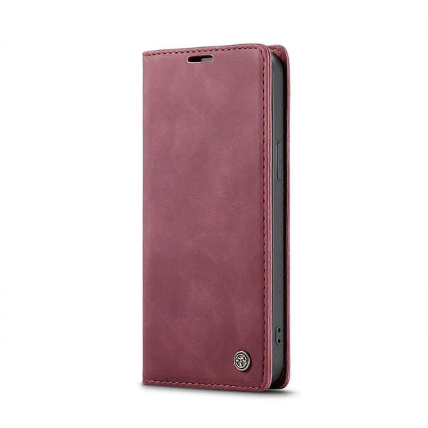 För iPhone 16e Plånboksfodral CASEME 013-serien PU Läder Telefonskydd Ställ Red Red