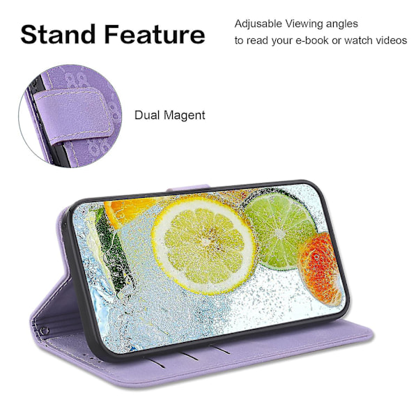 Lærveske med stativfunksjon for Motorola Moto X40 5g/edge 40 Pro 5g/edge+ (2023) - Dobbelt 8-formet trykk, lommebokdesign Purple