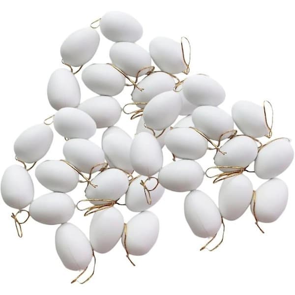 Easter Egg Decoration - 24 Pcs White DIY Paint Hanging Ornament for Easter Tree - Party Supplies