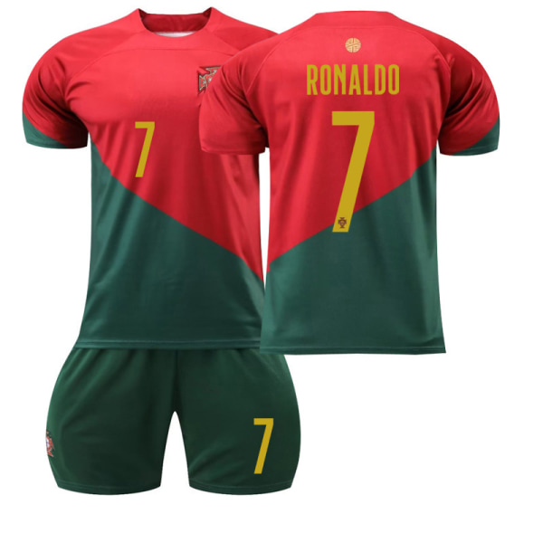 22-23 Portugal Hjem #7 Ronaldo Football Shirt Kit Kids No.7 xixl Nr 7 Kis 20（110-120CM）