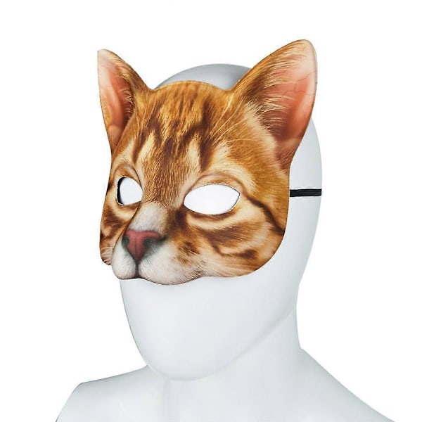 Kattemaske Halloween Halvmaske Livagtig Kattemaske Fest Spil Kostume Rekvisitter Dyrefest Maske Unisex Cosplay Fest Rekvisitter Orange Cat