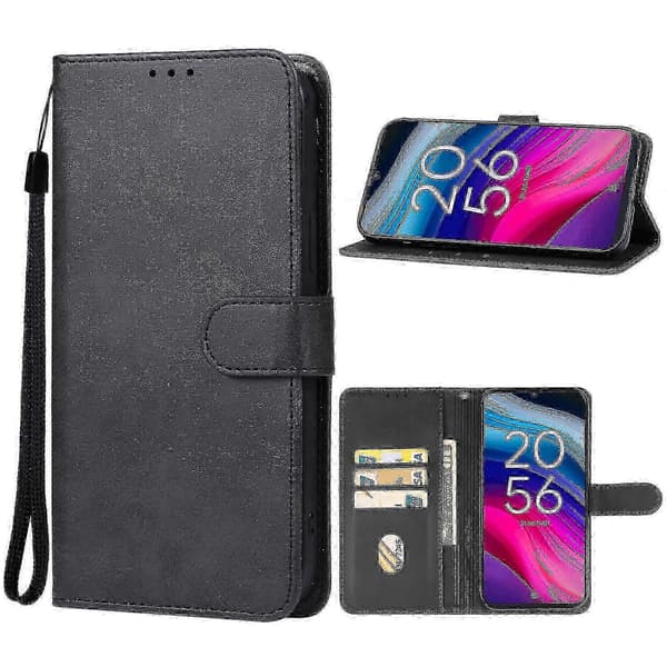För TCL 505 Läder Telefonfodral - JA Black