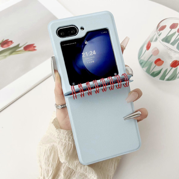 Läderfodral för Z Flip 6, Kreativt Fodral för Samsung Galaxy Z Flip 6 med Unik Gångjärnsdesign, Stötsäkert Skyddande Fodral för Z Flip 6 Blue