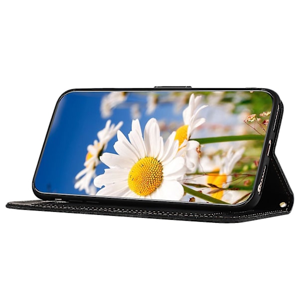 Samsung Galaxy A55 5g -puhelimen nahkakotelon case , jossa on kukkakuvio Black