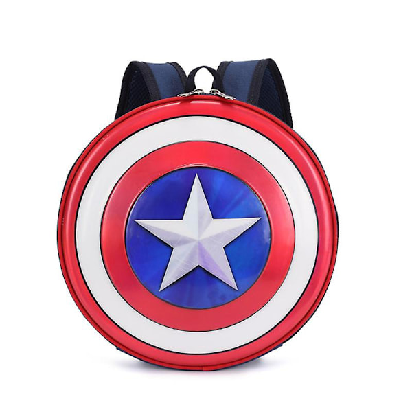 Captain America's sköld barnryggsäck tecknad mini skolväska rund mode vattentät sportpaket