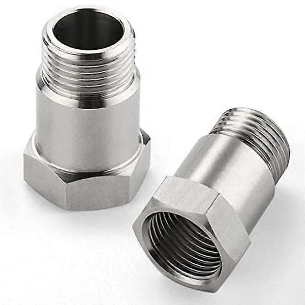 2 stk M18x1.5 gjengeadapter i rustfritt stål, oksygensensoradapter Oksygen O2-sensor Silver
