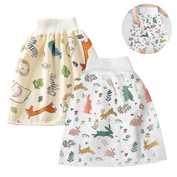 2 delar Barn blöjkjol Shorts Tvättbara Baby Potträning Kjolar Barn För Baby Boy Girl Night Time Sova