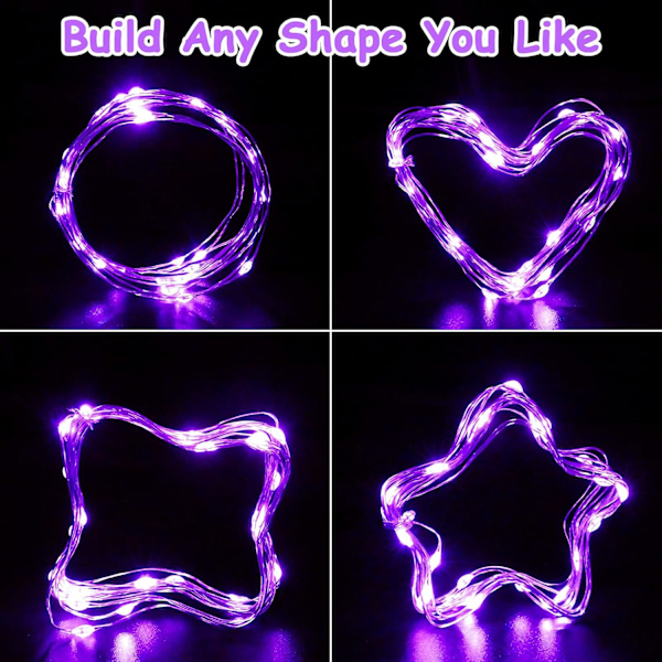 Lilla fe-lys, 3M/10ft 30LED Halloween-dekorasjonslys, batteridrevne oransje lysstrenger for Halloween, juledekorasjoner Purple