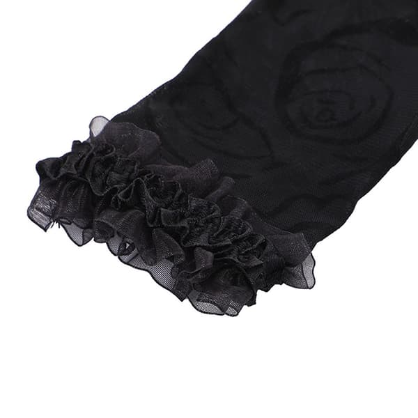 Dame Fishnet Handsker Med Blomstermønster Fish Net Mesh Fuldfinger Elegant Handske