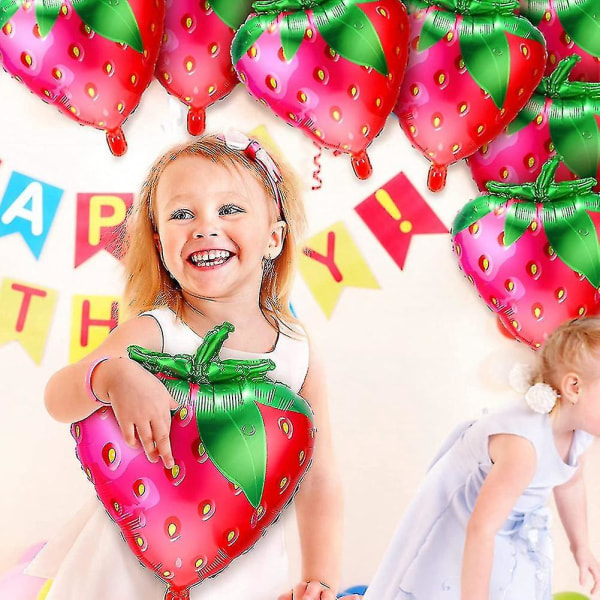 20 stk Jordbærballonger Søt jordbærfolie Mylarballonger for jenter Jordbærtema bursdag
