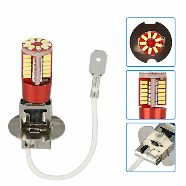 2 kpl H3 LED-sumuvalaisimien polttimoiden muuntokitti erittäin kirkas Canbus 6000K valkoinen 100W