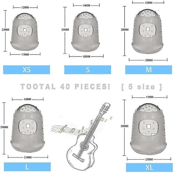 gitarrfingerskydd i silikon, gitarrfingertoppar, fingerskydd, gitarrfingertoppsskydd, fingerskydd för ukulele, fingerskydd för bas Grey