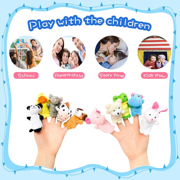 10 st fingerdockor för småbarn, mjuka plysch marina djur fingerdocka leksaker för berättelsetid lektid shower partytjänster, pedagogiska dockor 10 Pcs Animals Finger Puppet