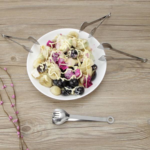 Mini Aptitretare Tänger Rostfritt Stål 4-Delars Set, Små Serveringstänger, 15,2 cm (6\", Silver)