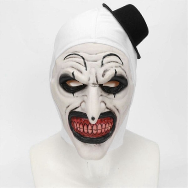 Halloween Terrifier Mask Clownmask Läskig Joker Kostym Halloween Horror Krypande Mask för Vuxna Män Kvinnor White