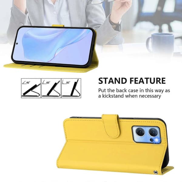 Lanyard PU Etui Til OPPO Reno7 5G Global Lemon Yellow