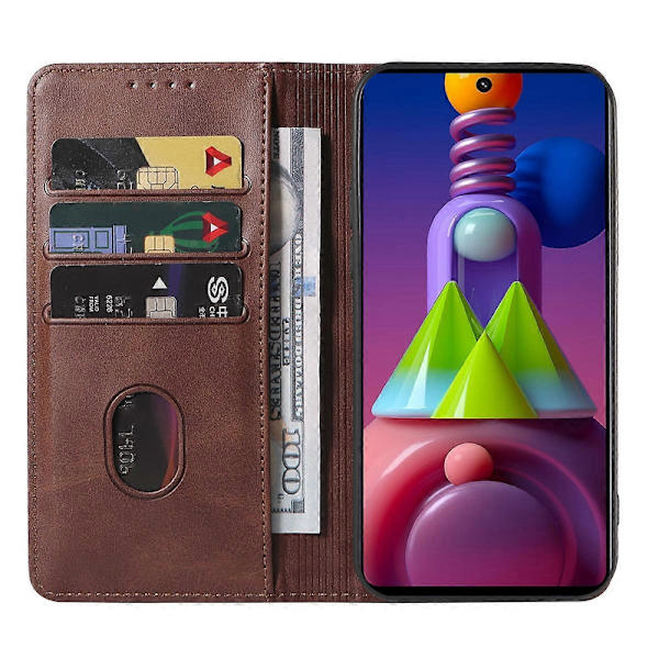 Magnetiskt Läderfodral för Samsung Galaxy M51 EU Version Brown