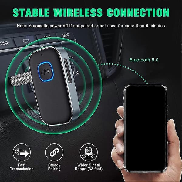 Universell Bluetooth Aux-adapter, egnet for bilstøyreduksjon Bluetooth 5.0 musikkottaker, egnet