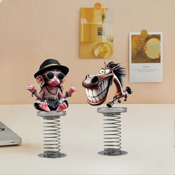 Akryl Fjærstil Pynt - Morsom Bobble Head Bil Dashbord Dekor A 1pcs