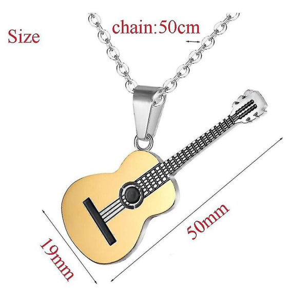Musik Guitar Pendant rustfrit stål Pendant smykker Chain halskæde black