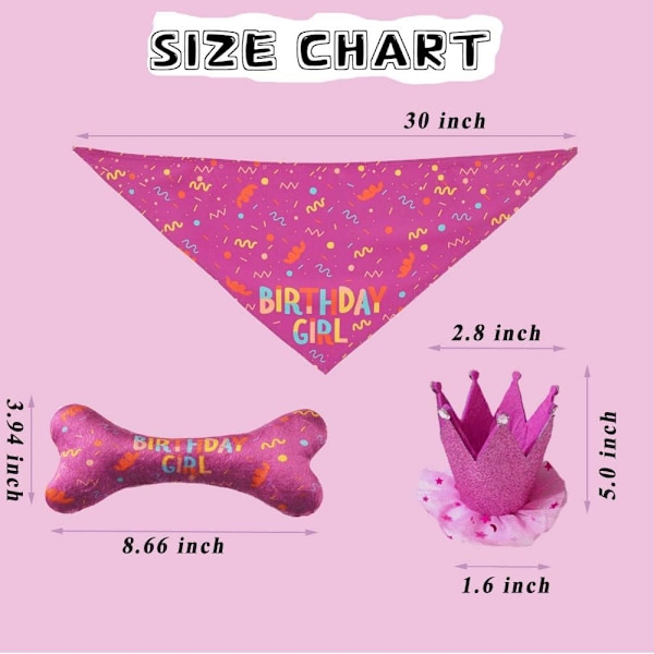 Hundfödelsedagsbandana Stor hundfödelsedagsmössa Grattis på födelsedagen Benleksak Hundfestset Festleverantörer Hundtillbehör och husdjursdekorationer Pink Large