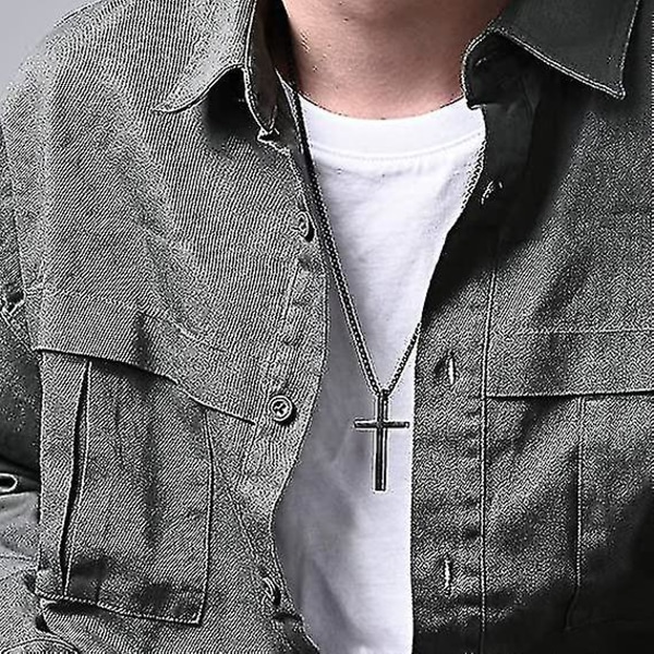 Korshalsband för män, Filipperna 4:13 Christian Cross Halsband i rostfritt stål för män Pojkar