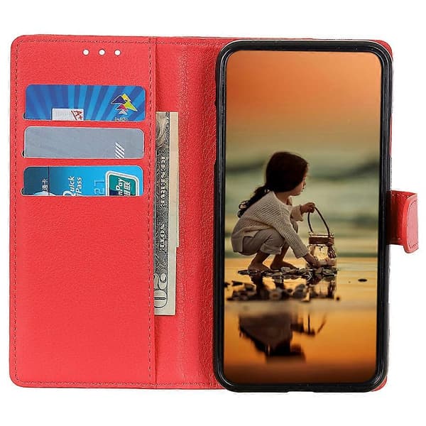 Plånboksfodral för OnePlus 13 PU Läder Telefonskal Litchi Textur Red