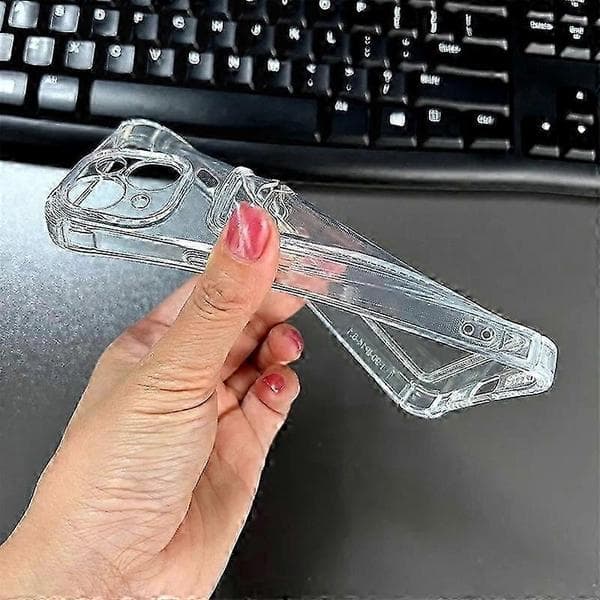 Stødabsorberende silikonecover med kortlomme til alle iPhone 15-modeller Transparent iPhone 15
