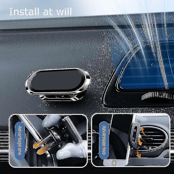 360 roterbar universel bil mobiltelefonholder / magnetisk multifunktionel luftventil silver