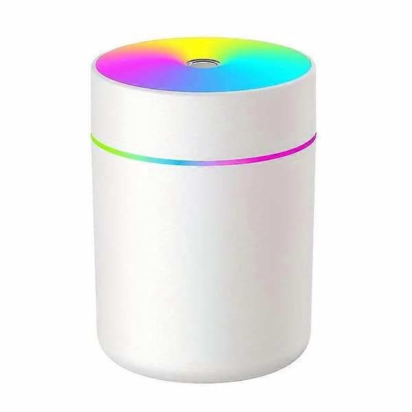 USB-luftfuktare med färgskiftande LED-ljus, bärbar 6.09oz aromdiffusor, 1-pack, för sovrum bil sovsal, USB-driven (batteri ingår ej) White