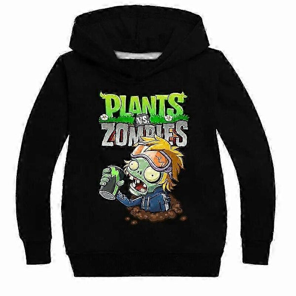 PVZ Barn Hoodie Plants VS Zombies Spel Pojkar Flickor Tröja Jumper T-shirt Toppar Black 2 150(10-11T)