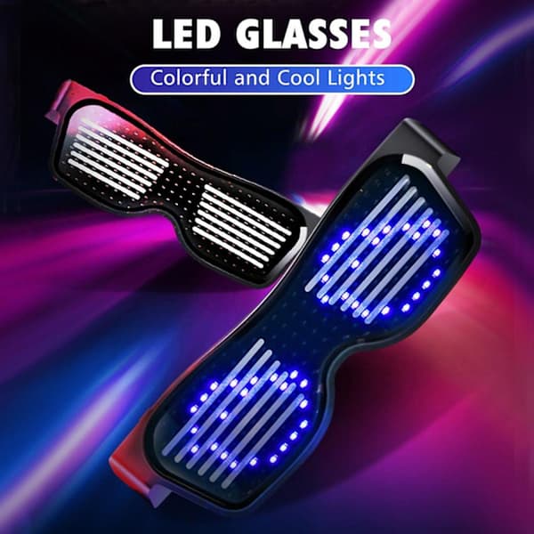 LED Glasses Customizable BT LED Glasses Colorful Light Glowing Glasses DIY Messages 31 Animations 11 Patterns