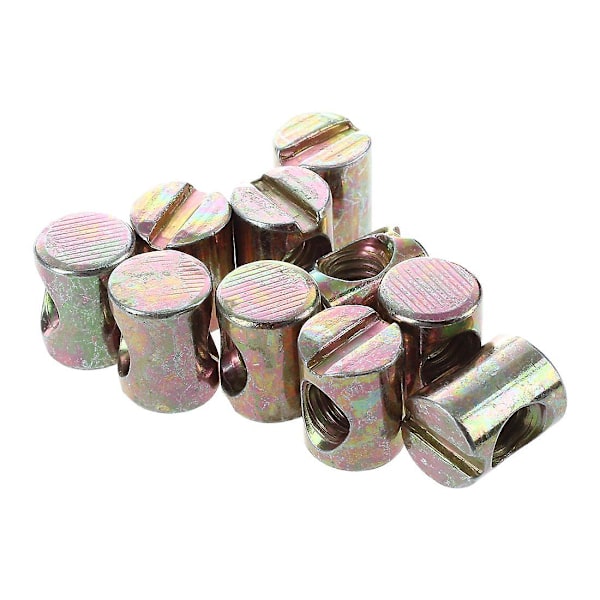 10pcs M6 Barrel Dowel Slotted Furniture Nut for Beds Crib Chairs As shown