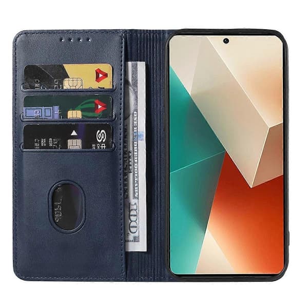 Magnetiskt läderfodral för Xiaomi Redmi Note 13 5G Blue