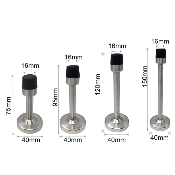 75-150 mm Dørstopper Vægmonteret Anti-kollision Gummi To Installationsmetoder Stansefri Dørstopper 95mm