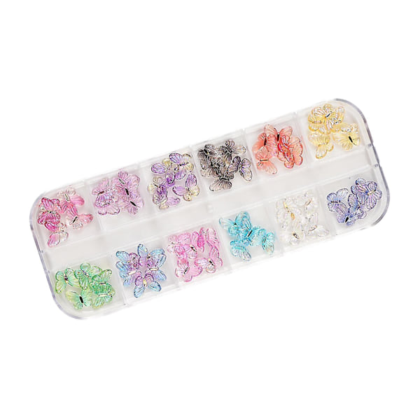 Nagelkonst Strass Set Glittriga Sommar DIY Nagelkonst Fjärils Nageldekaler Fjärils Nagelkonst Berlocker För Hem Nagelkonst Small butterfly box size 13cmx5.5cm