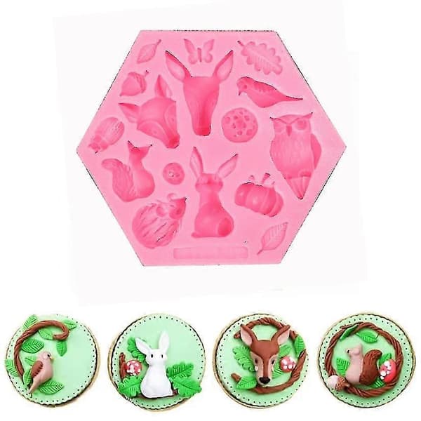 Silikone Dyr Fondant Form Kageudsmykning Bage Chokoladeform Pink