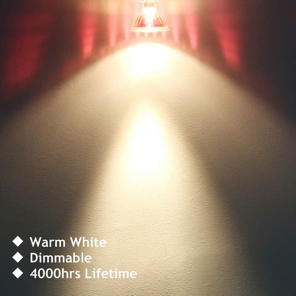 MR16 Halogen Bulbs 35W 12V GU5.3 Spotlights for Ceiling Lighting Dimmable, 36° Beam Angle, 3000K Warm White, 2-Pin Base, 6-Pack