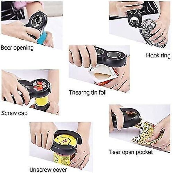 6-in-1 Multi avaaja pullonavaaja, liukumaton Easy Grip, CAN kaikki yhdessä, ihanteellinen yhteensopiva eläkeläisten, kokin, lasten, heikkojen käsien lahjan kanssa