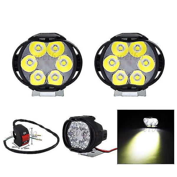 2 kpl moottoripyörän led-lisävalot vedenpitävä universal 6 led-moottoripyörän ajovalo ajo sumuvalolamppu Projektori skootterin kohdevalo lisävalo Li