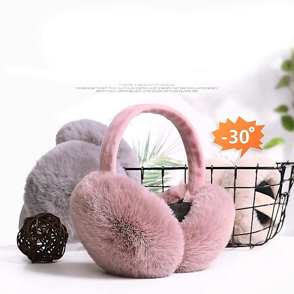 Sajy Vinterhörselkåpor Faux Fur Varma öronkåpor Söta hopfällbara öronvärmare Black