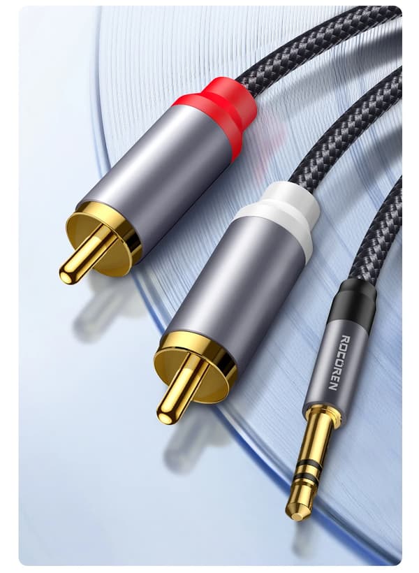 5m RCA-kabel 3,5 mm til 2RCA splitter 3,5 jack til 2 RCA hann lydkabel