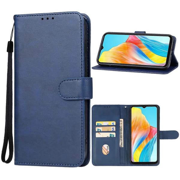 Lærtelefondeksel til OPPO A38 Blue