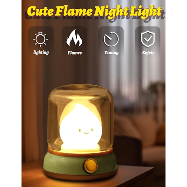 Søt Kerosin Nattelys, Koselig Lys, Oppladbar Nattelys, Dusjlampe, Nydelig Dekorasjon, Nattelys for Voksne, Kult Lampe green