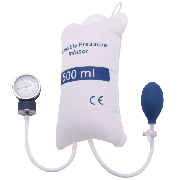 Infusionspumpe trykpose 500 ml med måler og håndpumpebold Genanvendelig trykinfusionspose white