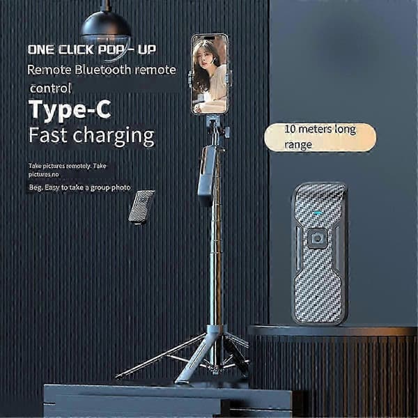 180 cm aluminiumslegering Bluetooth Selfie Stick, foldbar monopod og telefonstabilisator til livestreaming 5 5